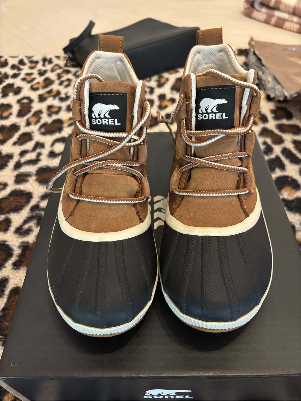 Sorel Brown and Black Waterproof Duck Boots